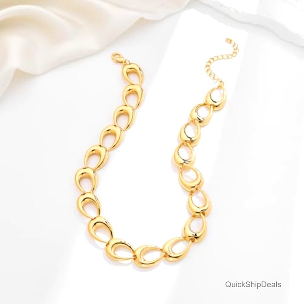 Gold Plated Statement Necklace Adjustable Chain C… - image 6